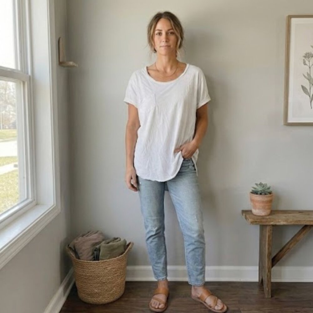 Blondie Apparel White T-Shirt Oversized L/XL Casual Basic